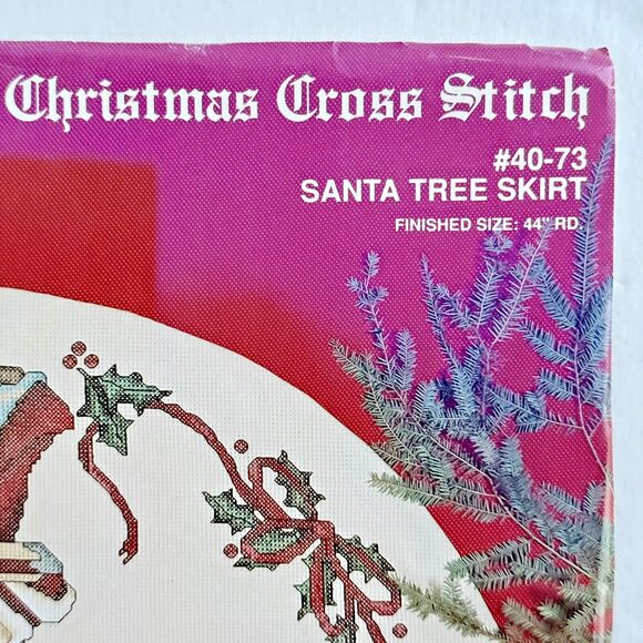 Incomplete Janlynn Christmas Counted Cross Stitch Santa Tree Skirt Kit Holiday - Picture 8 of 8